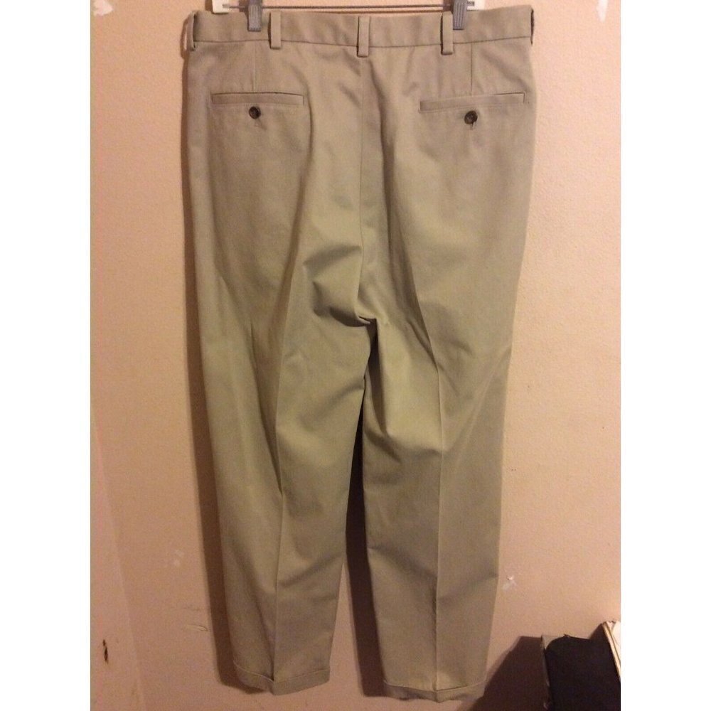 Brooks Brothers 346 Advantage Chino Elliot Pleated Beige Khaki Pants Men's 36x34 - Picture 3 of 11